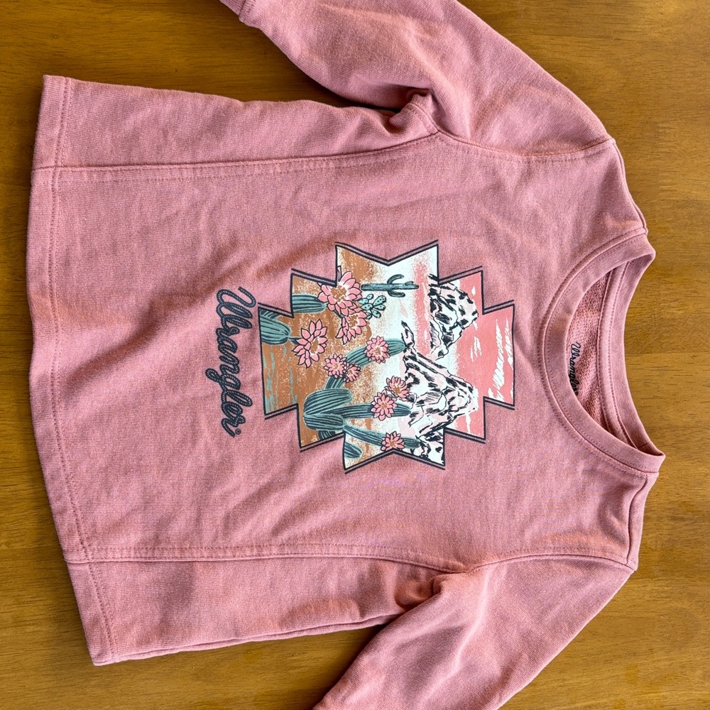 Wrangler Kids Pink Mountain Graphic Long Sleeve Tee